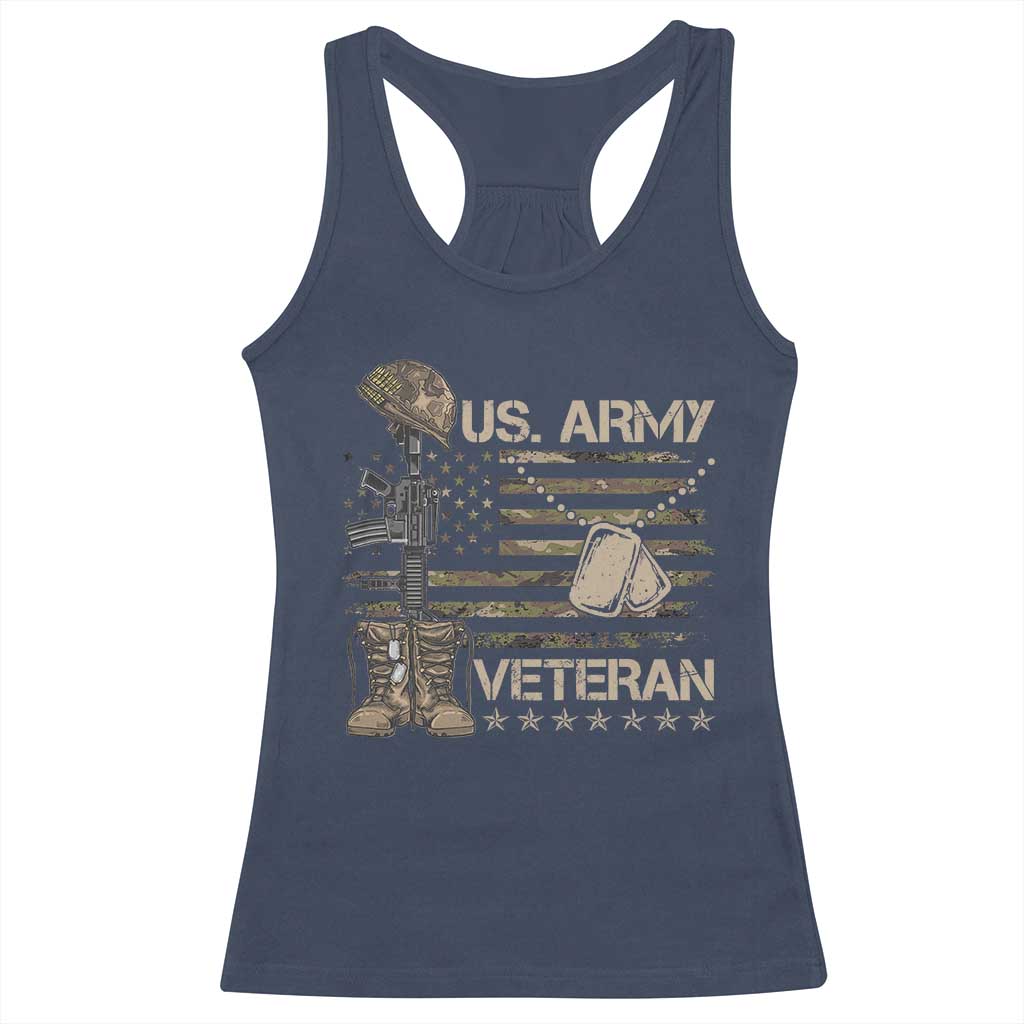 US Army Veteran Flag Racerback Tank Top TS10 Navy Print Your Wear
