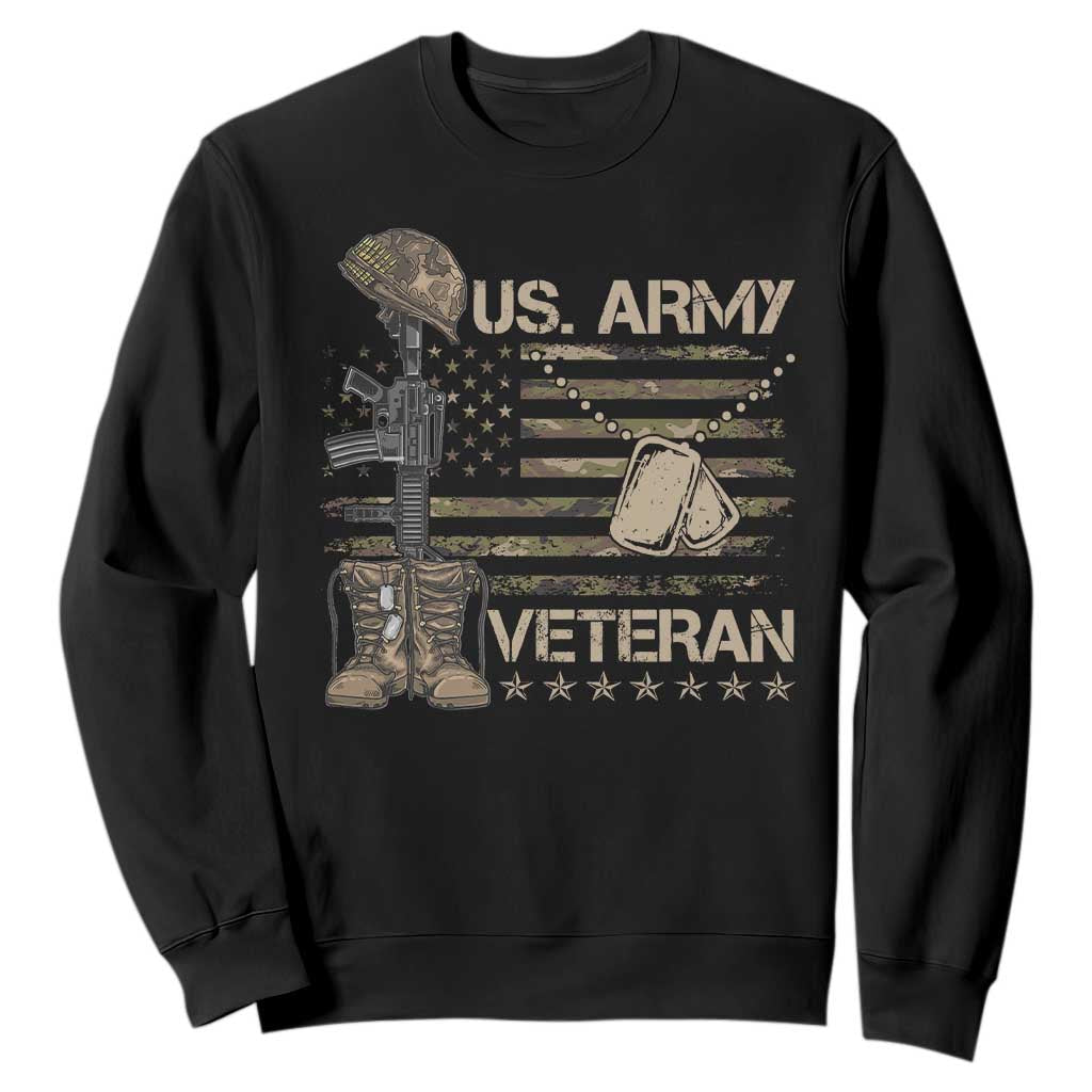 US Army Veteran Flag Sweatshirt TS10 Black Print Your Wear