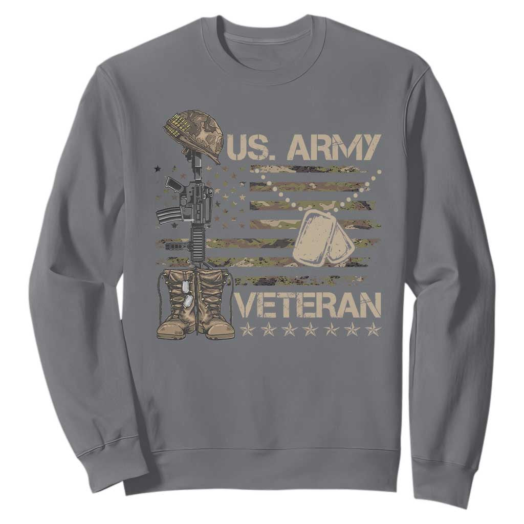 US Army Veteran Flag Sweatshirt TS10 Charcoal Print Your Wear