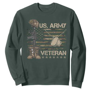 US Army Veteran Flag Sweatshirt TS10 Dark Forest Green Print Your Wear