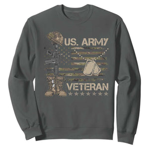 US Army Veteran Flag Sweatshirt TS10 Dark Heather Print Your Wear