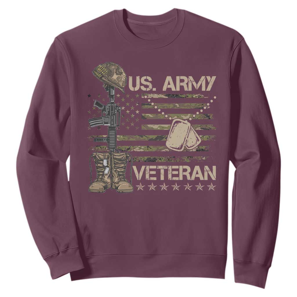 US Army Veteran Flag Sweatshirt TS10 Maroon Print Your Wear