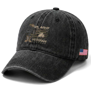 US Army Veteran Flag Washed Cotton Baseball Cap TS10 Print Your Wear