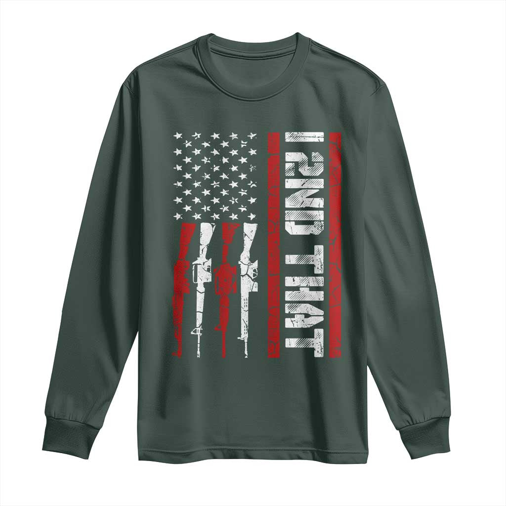 Vintage USA Flag 2nd Amendment Long Sleeve Shirt Pro Gun Lovers TS10 Dark Forest Green Print Your Wear