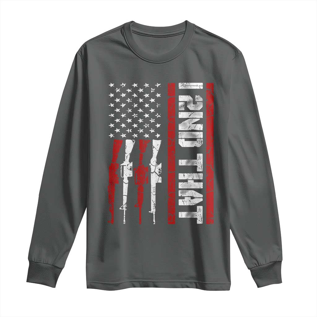 Vintage USA Flag 2nd Amendment Long Sleeve Shirt Pro Gun Lovers TS10 Dark Heather Print Your Wear
