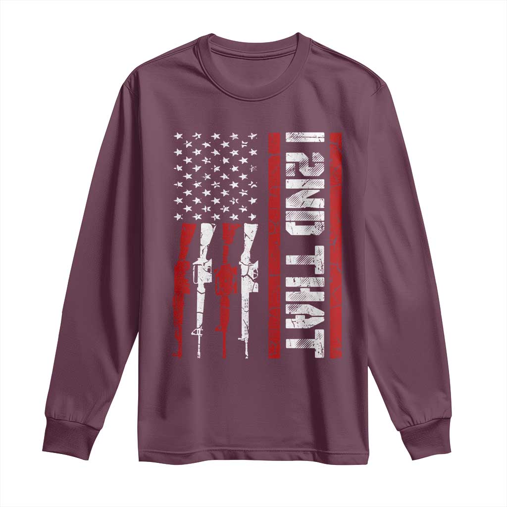 Vintage USA Flag 2nd Amendment Long Sleeve Shirt Pro Gun Lovers TS10 Maroon Print Your Wear