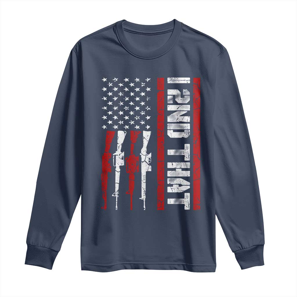 Vintage USA Flag 2nd Amendment Long Sleeve Shirt Pro Gun Lovers TS10 Navy Print Your Wear