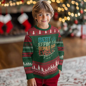 Funny Step Dad Knit Sweatshirt Best Effin Bonus Dad Ever Retro TS10 Christmas Print Your Wear