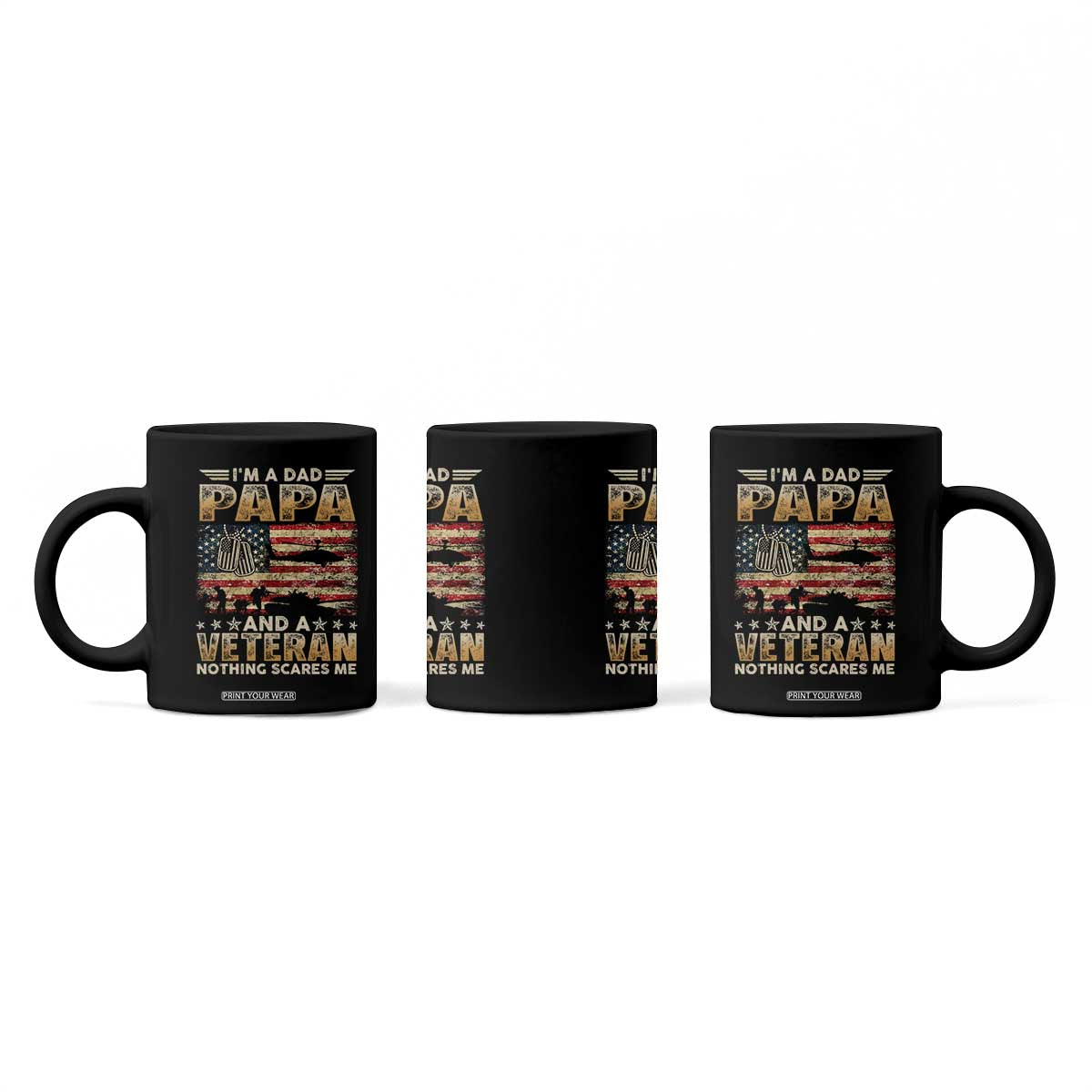 Funny Veteran Dad Coffee Mug Funny Military Veteran USA Flag TS10 Print Your Wear