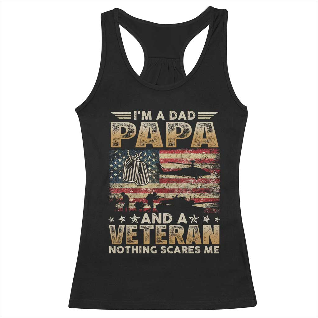 Funny Veteran Dad Racerback Tank Top Funny Military Veteran USA Flag TS10 Black Print Your Wear