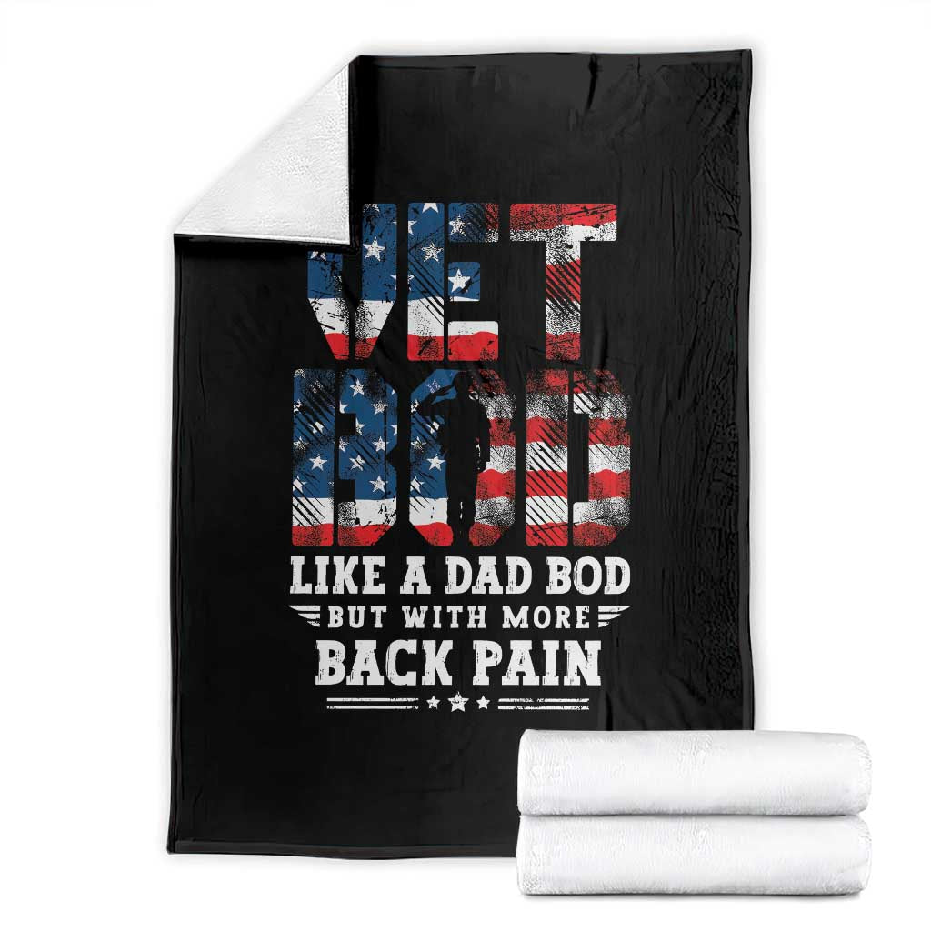Vet Bod Throw Blanket Funny Military Veteran Dad Bod American Flag TS10 Black Print Your Wear