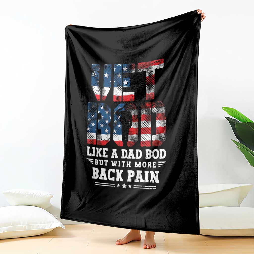 Vet Bod Throw Blanket Funny Military Veteran Dad Bod American Flag TS10 Print Your Wear