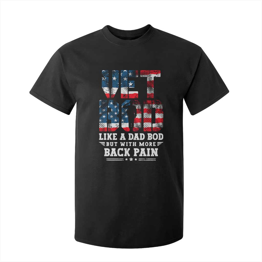 Vet Bod T Shirt For Kid Funny Military Veteran Dad Bod American Flag TS10 Black Print Your Wear