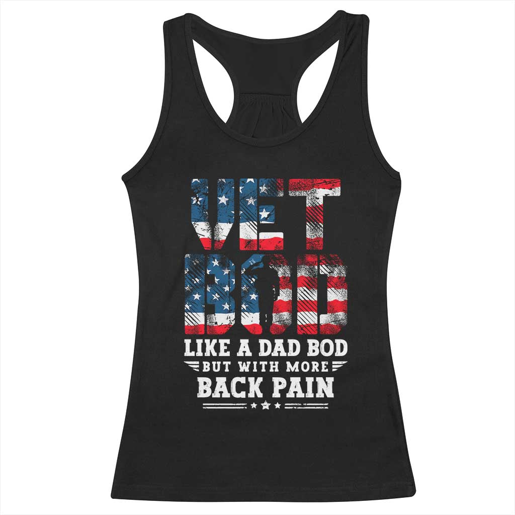 Vet Bod Racerback Tank Top Funny Military Veteran Dad Bod American Flag TS10 Black Print Your Wear