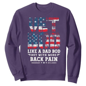 Vet Bod Sweatshirt Funny Military Veteran Dad Bod American Flag TS10 Purple Print Your Wear