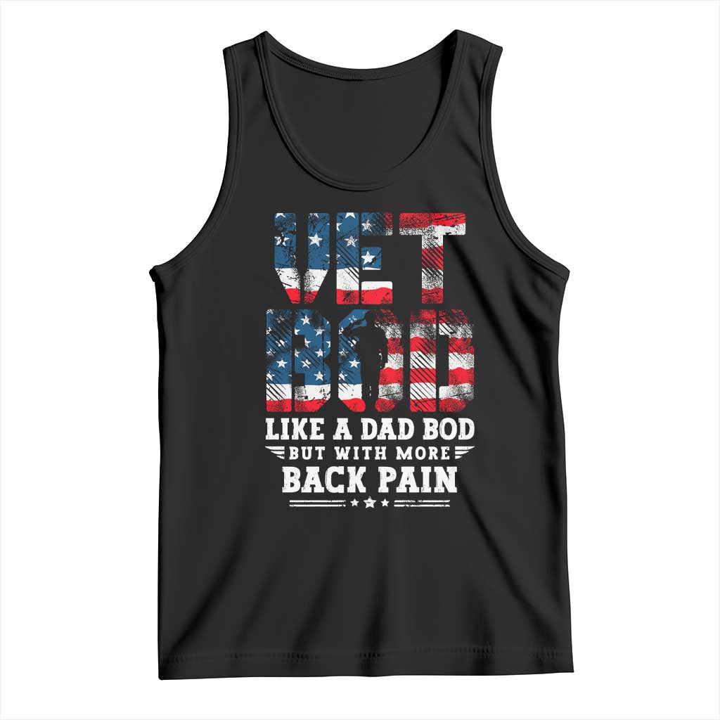 Vet Bod Tank Top Funny Military Veteran Dad Bod American Flag TS10 Black Print Your Wear