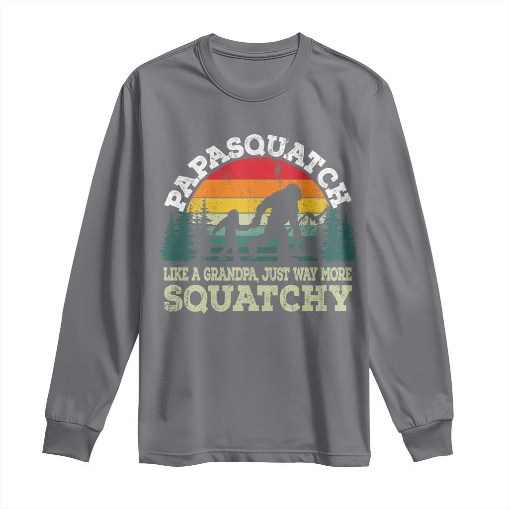 Grandpa Bigfoot Long Sleeve Shirt Retro Sasquatch Funny TS10 Charcoal Print Your Wear