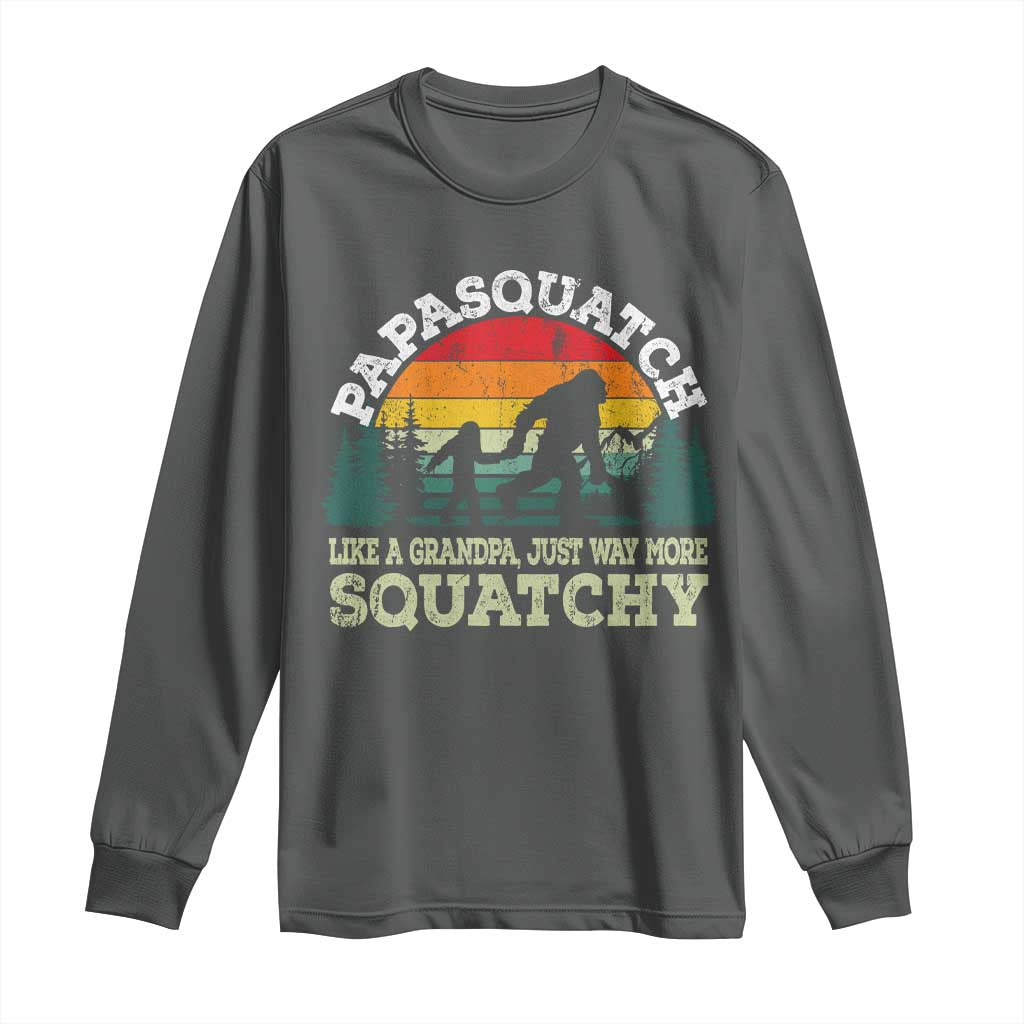 Grandpa Bigfoot Long Sleeve Shirt Retro Sasquatch Funny TS10 Dark Heather Print Your Wear