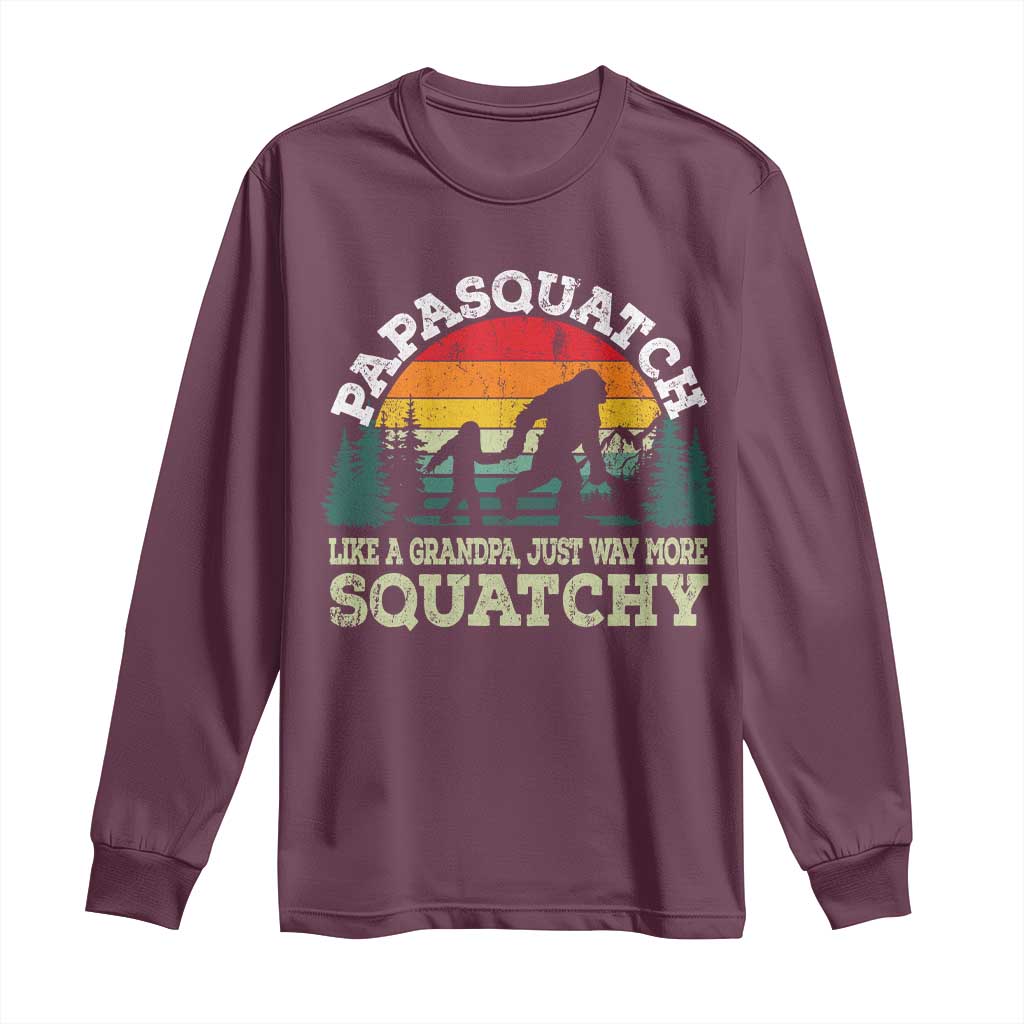 Grandpa Bigfoot Long Sleeve Shirt Retro Sasquatch Funny TS10 Maroon Print Your Wear
