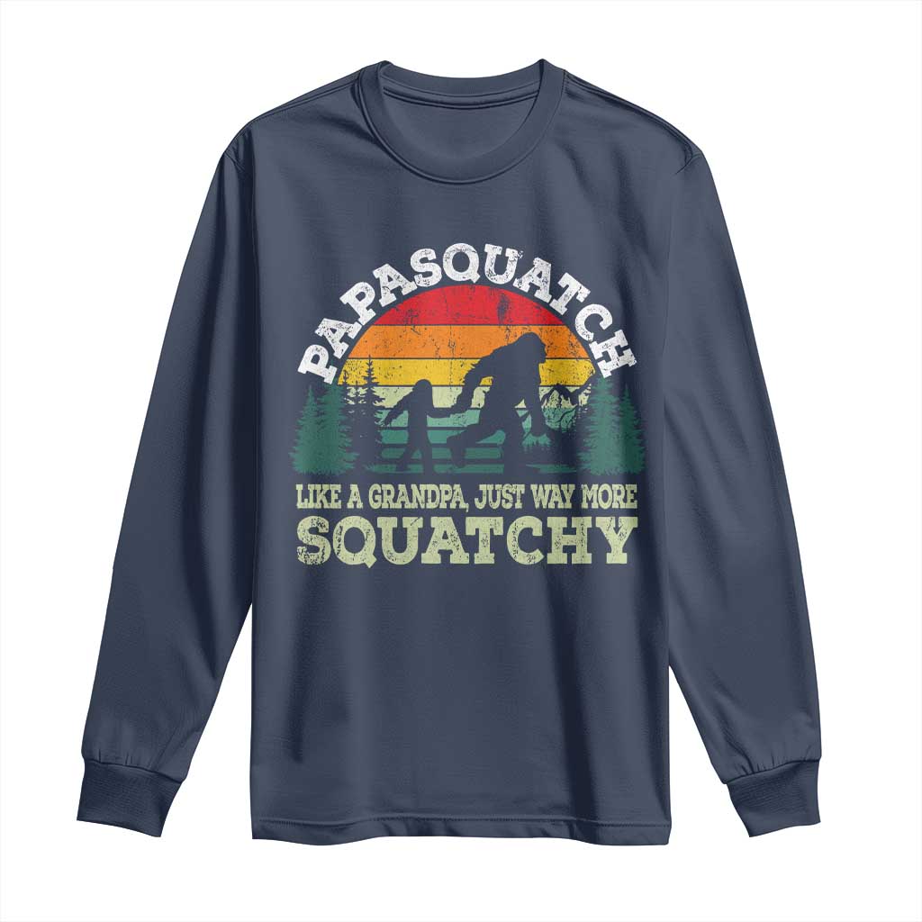 Grandpa Bigfoot Long Sleeve Shirt Retro Sasquatch Funny TS10 Navy Print Your Wear