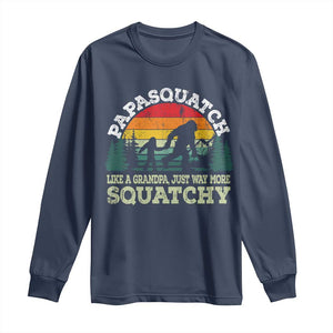 Grandpa Bigfoot Long Sleeve Shirt Retro Sasquatch Funny TS10 Navy Print Your Wear