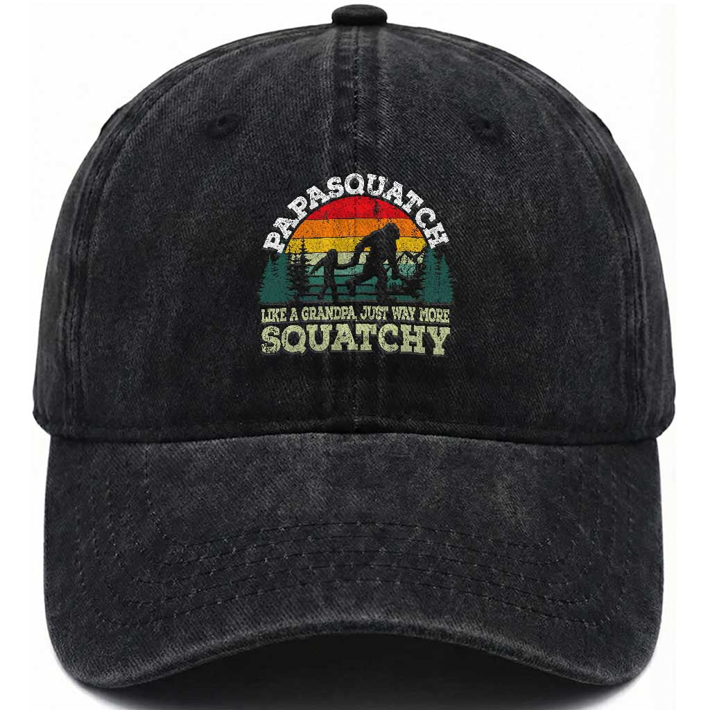 Grandpa Bigfoot Washed Cotton Baseball Cap Retro Sasquatch Funny TS10 Print Your Wear