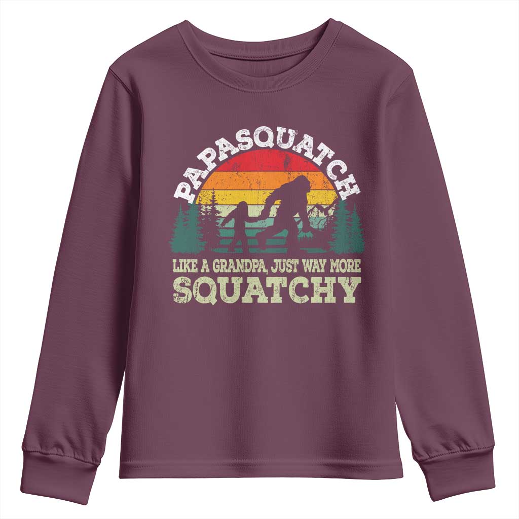Grandpa Bigfoot Youth Sweatshirt Retro Sasquatch Funny TS10 Maroon Print Your Wear