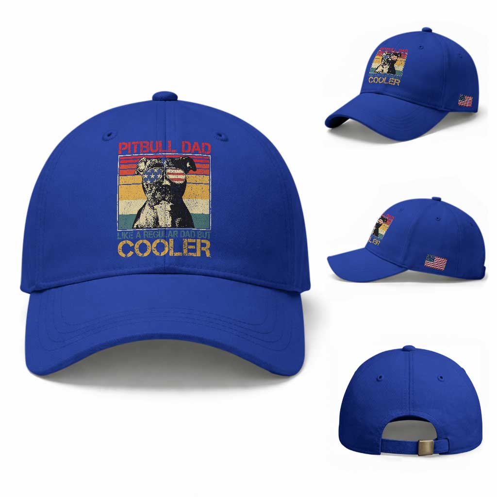 Vintage Pitbull Dad Baseball Cap Like A Regular Dad But Cooler TS10 Baseball Cap Universal Fit Royal Blue Print Your Wear