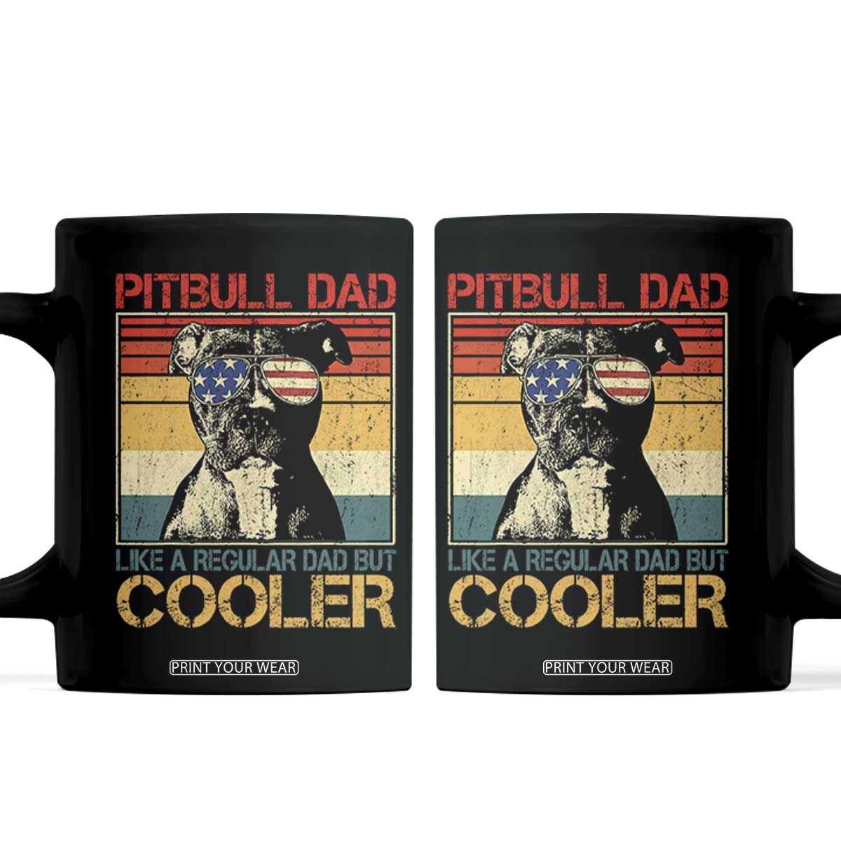 Vintage Pitbull Dad Coffee Mug Like A Regular Dad But Cooler TS10 Black Print Your Wear