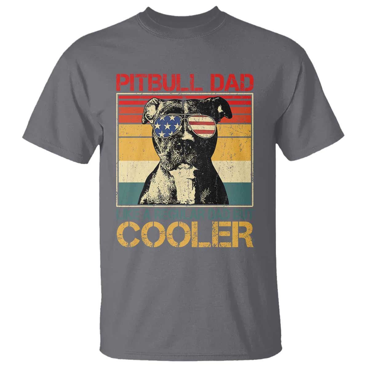 Vintage Pitbull Dad T Shirt Like A Regular Dad But Cooler TS10 Charcoal Print Your Wear