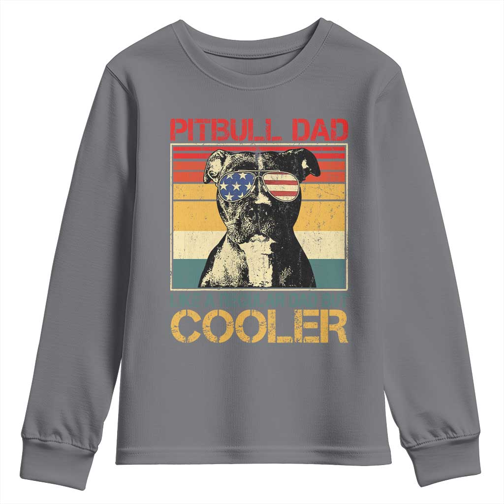 Vintage Pitbull Dad Youth Sweatshirt Like A Regular Dad But Cooler TS10 Charcoal Print Your Wear