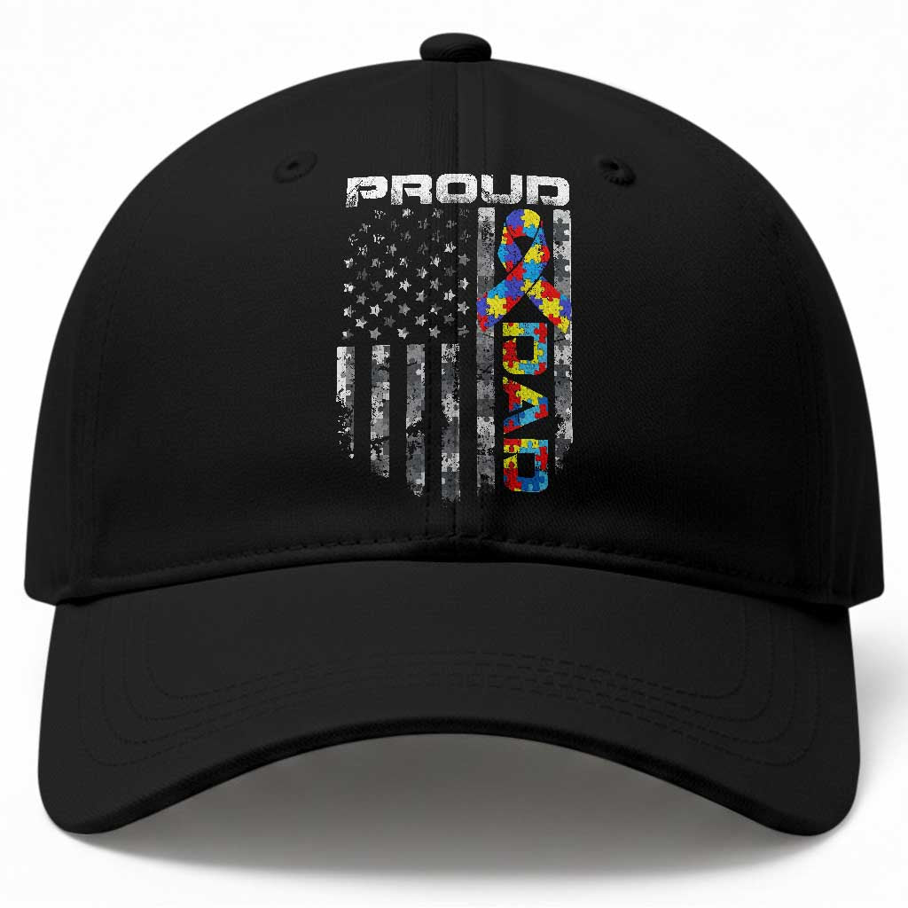 Vintage Proud Autism Dad Baseball Cap USA American Flag Father Day TS10 Print Your Wear