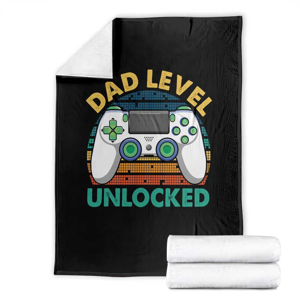 Funny New Dad Throw Blanket Retro Dad Level Unlocked Gaming Gamer TS10 Black Print Your Wear