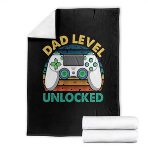 Funny New Dad Throw Blanket Retro Dad Level Unlocked Gaming Gamer TS10 Black Print Your Wear