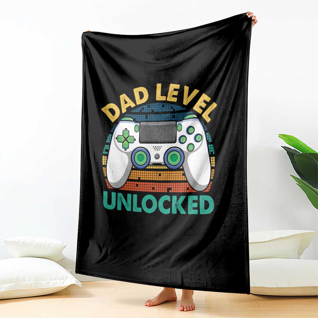 Funny New Dad Throw Blanket Retro Dad Level Unlocked Gaming Gamer TS10 Print Your Wear