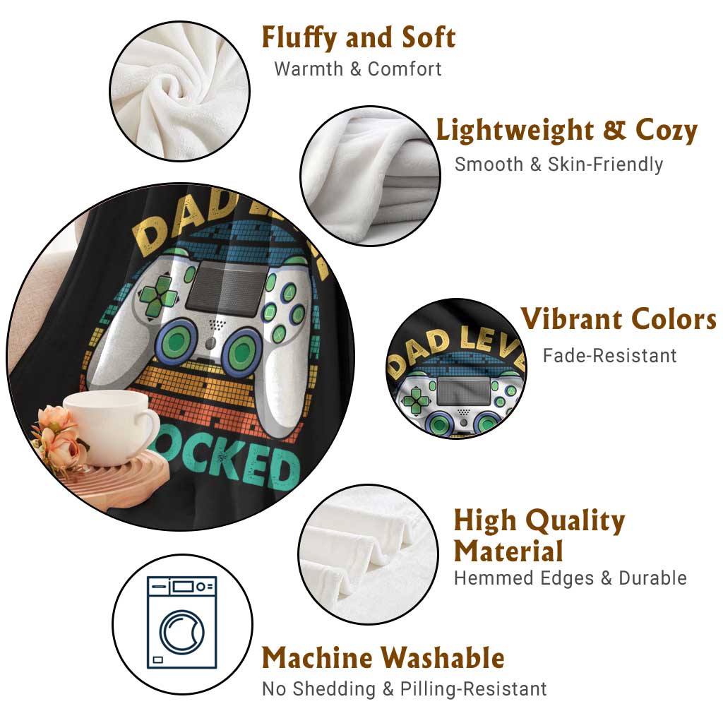 Funny New Dad Throw Blanket Retro Dad Level Unlocked Gaming Gamer TS10 Print Your Wear