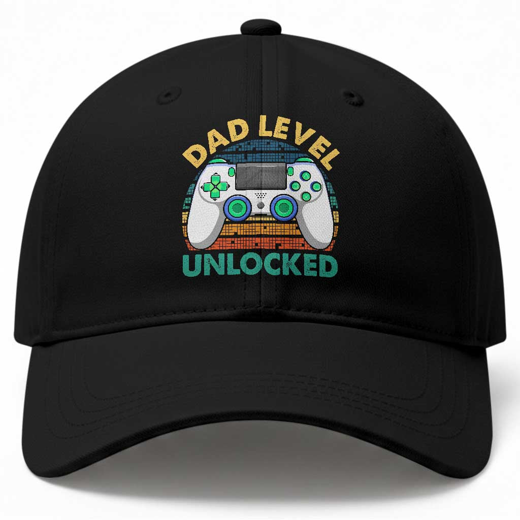 Funny New Dad Baseball Cap Retro Dad Level Unlocked Gaming Gamer TS10 Print Your Wear