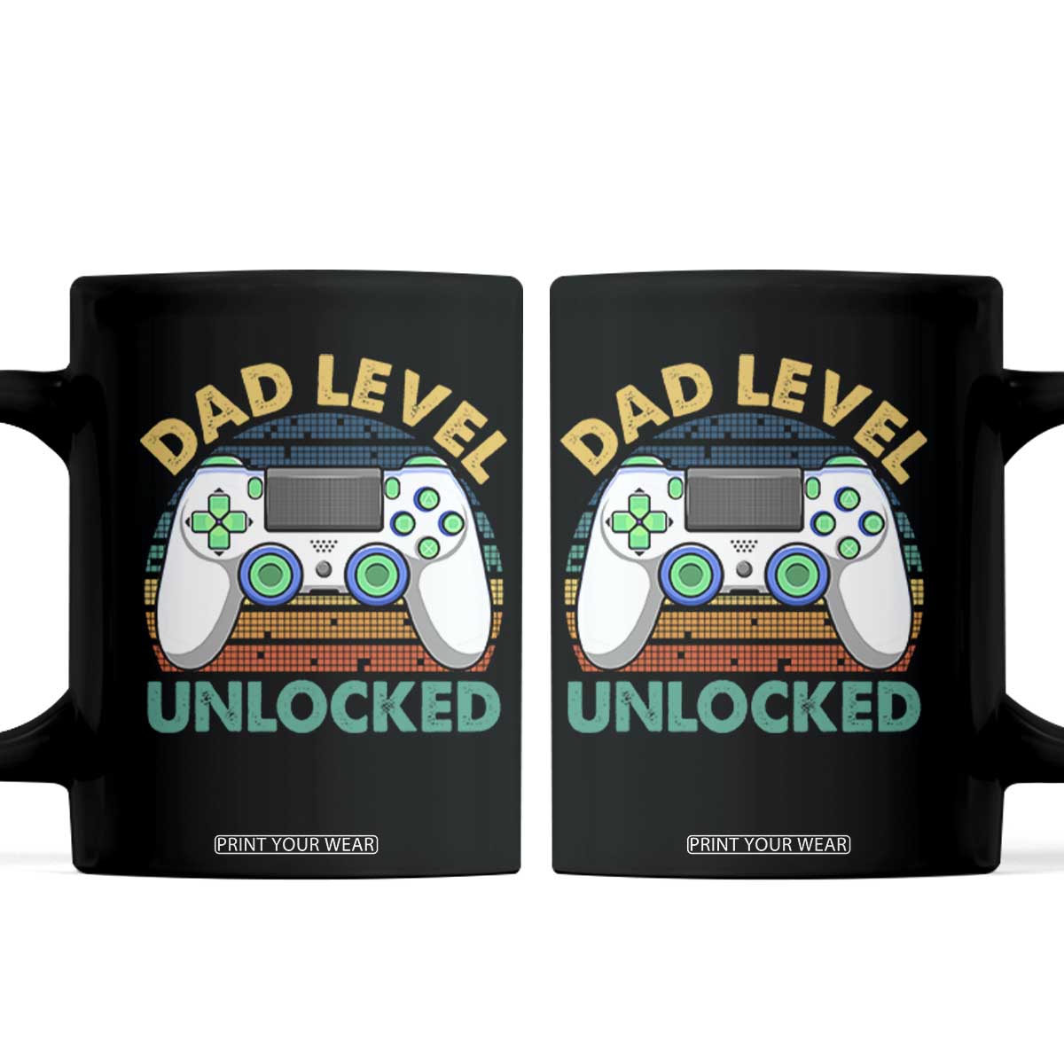 Funny New Dad Coffee Mug Retro Dad Level Unlocked Gaming Gamer TS10 Black Print Your Wear