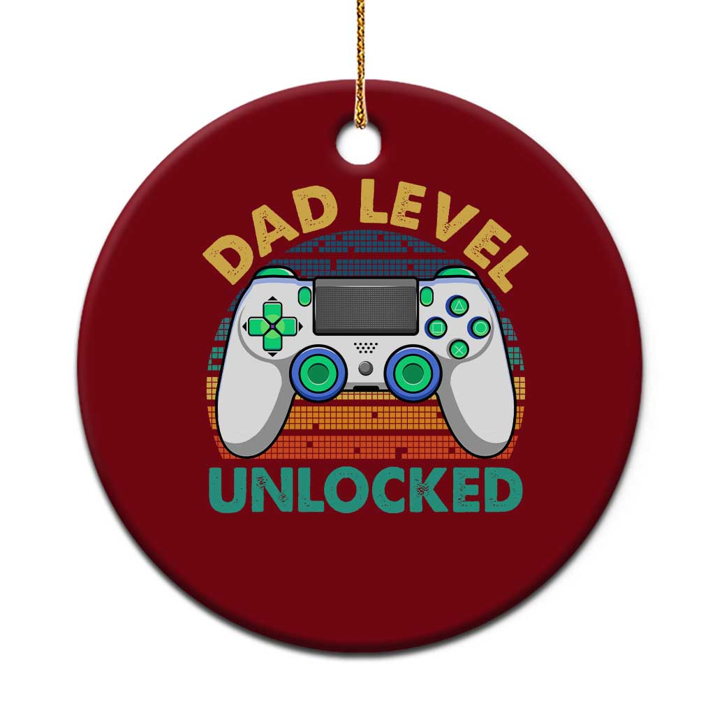 Funny New Dad Ceramic Ornament Retro Dad Level Unlocked Gaming Gamer TS10 1pc Red Print Your Wear