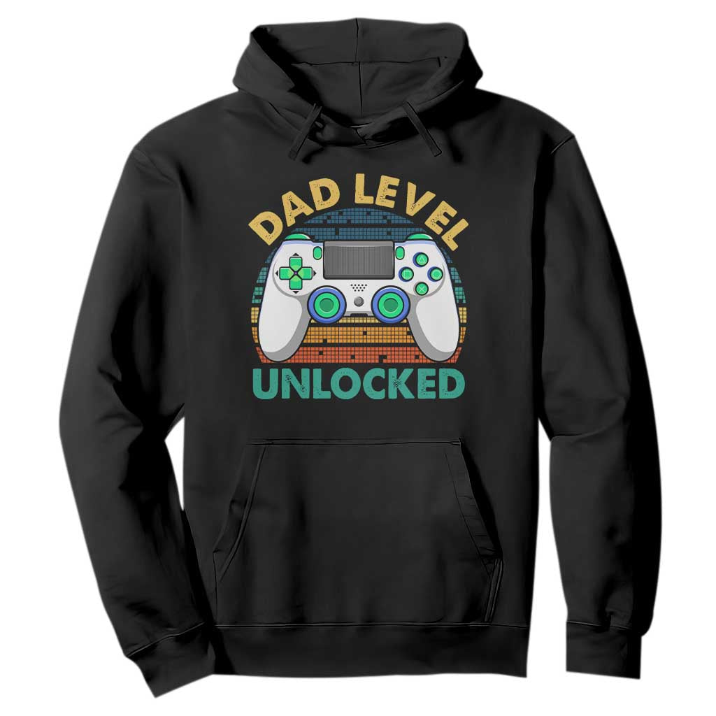 Funny New Dad Hoodie Retro Dad Level Unlocked Gaming Gamer TS10 Black Print Your Wear