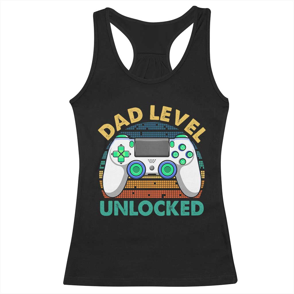 Funny New Dad Racerback Tank Top Retro Dad Level Unlocked Gaming Gamer TS10 Black Print Your Wear