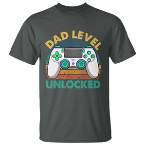 Funny New Dad T Shirt Retro Dad Level Unlocked Gaming Gamer TS10 Dark Heather Print Your Wear