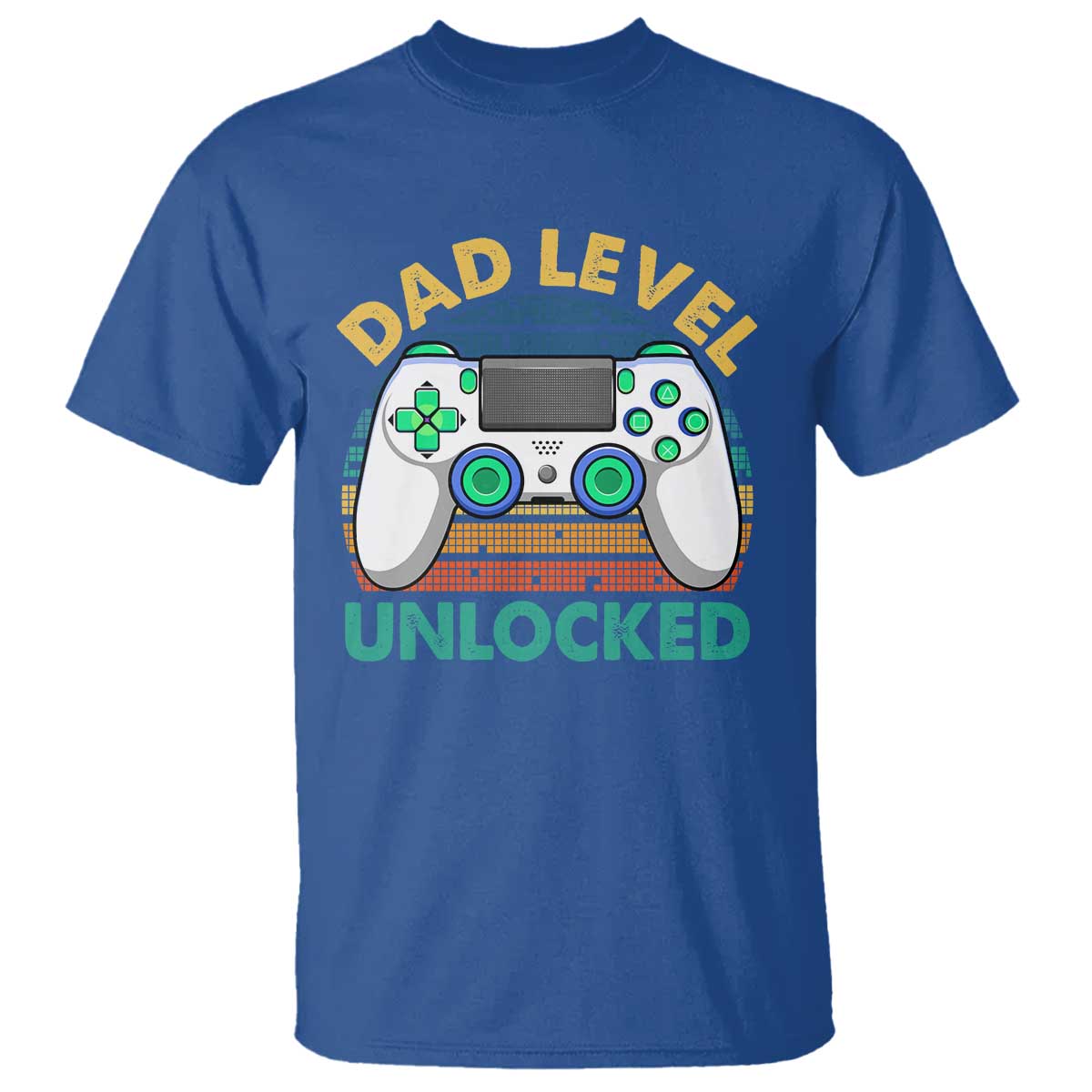 Funny New Dad T Shirt Retro Dad Level Unlocked Gaming Gamer TS10 Royal Blue Print Your Wear