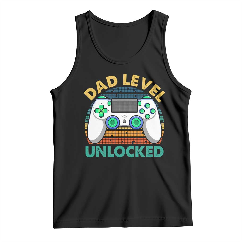 Funny New Dad Tank Top Retro Dad Level Unlocked Gaming Gamer TS10 Black Print Your Wear