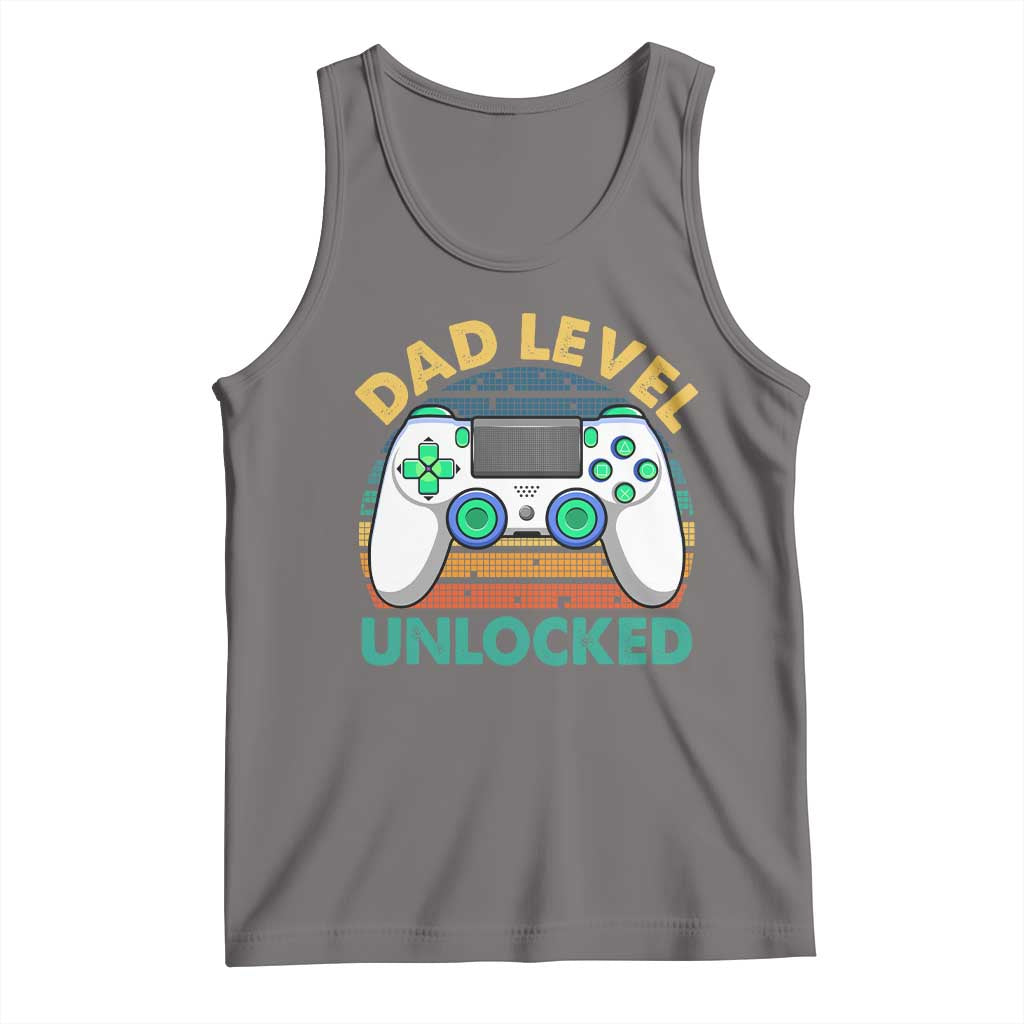 Funny New Dad Tank Top Retro Dad Level Unlocked Gaming Gamer TS10 Deep Heather Print Your Wear
