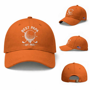 Golf Dad Baseball Cap Best Papa By Par Golfer Fathers Day Gifts TS10 Baseball Cap Universal Fit Orange Print Your Wear