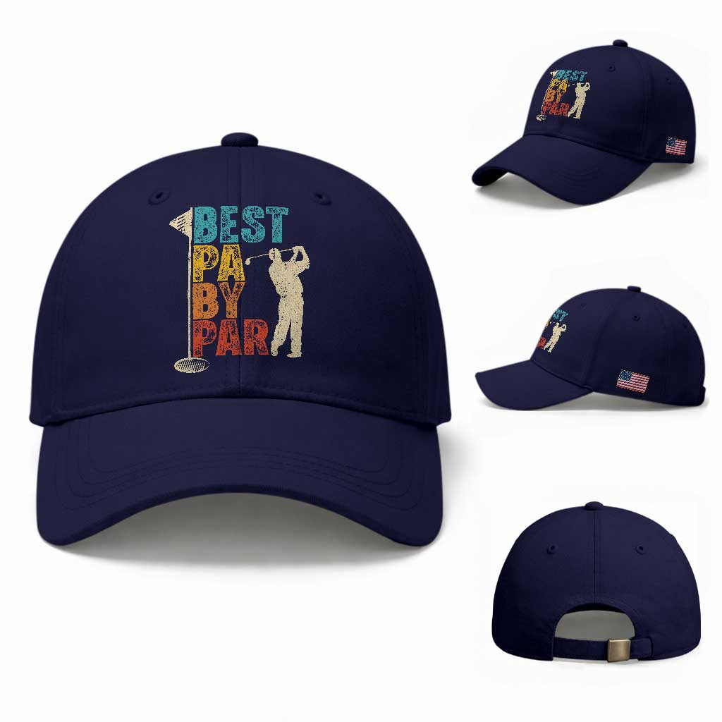 Golf Gifts for Dad Baseball Cap Retro Best Pa By Par Fathers Day TS10 Baseball Cap Universal Fit Dark Blue Print Your Wear