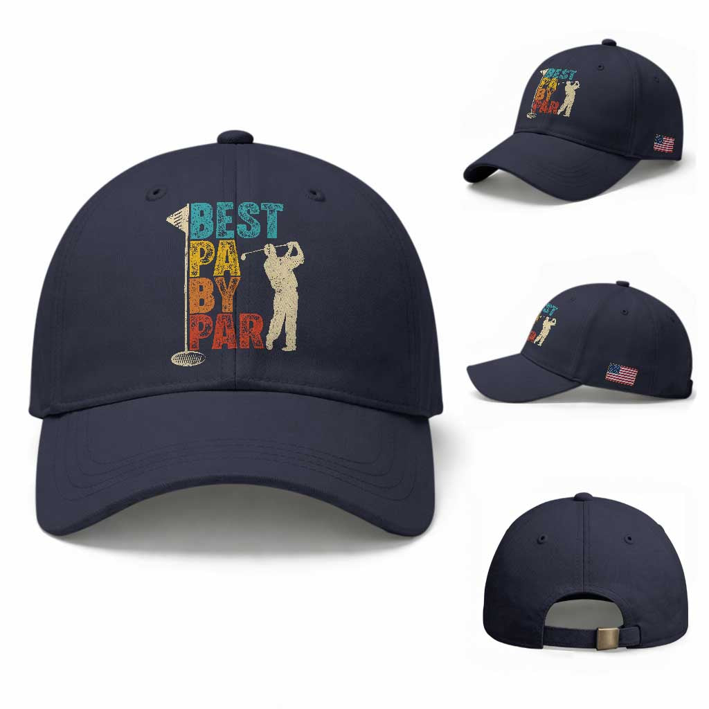 Golf Gifts for Dad Baseball Cap Retro Best Pa By Par Fathers Day TS10 Baseball Cap Universal Fit Navy Print Your Wear