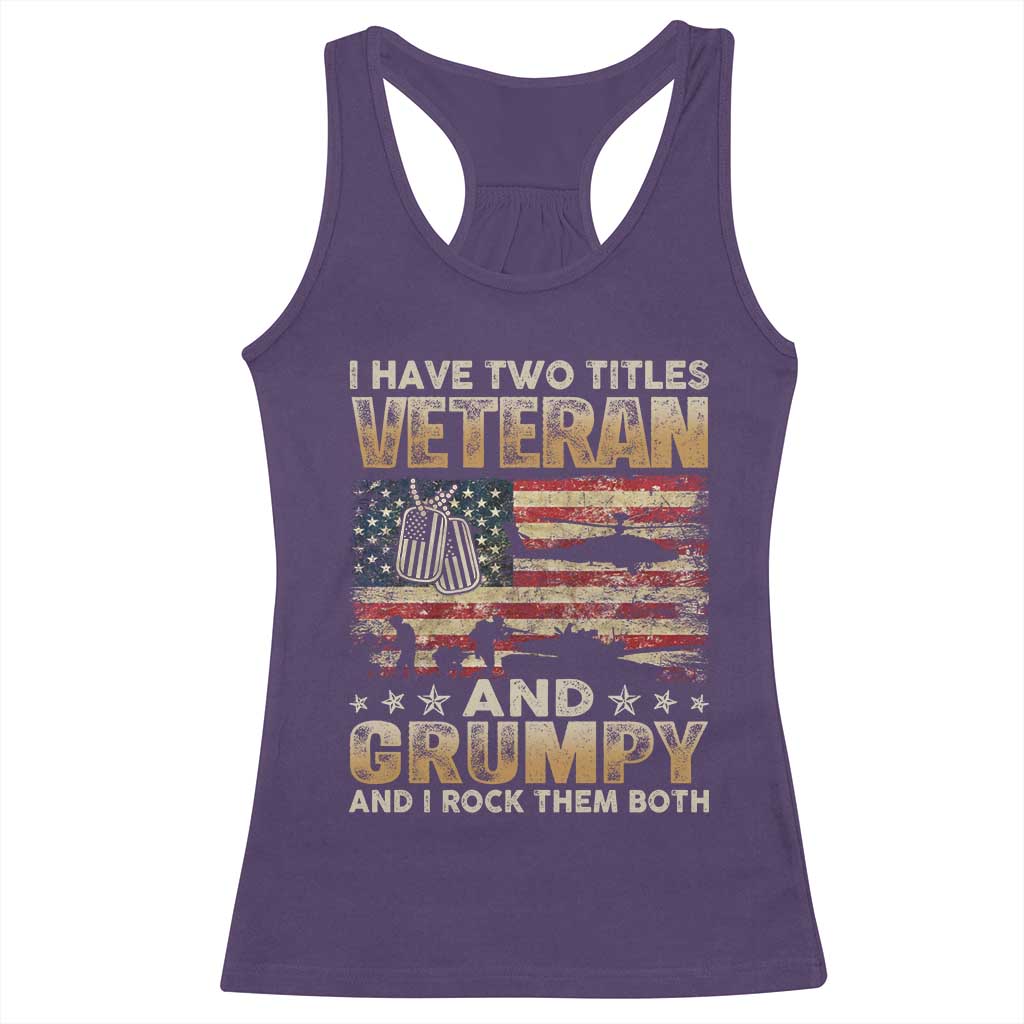 Grumpy Old Veteran Racerback Tank Top Funny Military Veteran USA Flag TS10 Purple Print Your Wear
