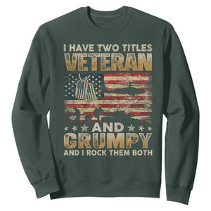 Grumpy Old Veteran Sweatshirt Funny Military Veteran USA Flag TS10 Dark Forest Green Print Your Wear
